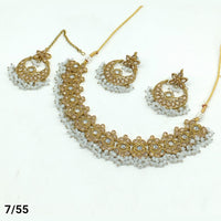 FS Collection Gold Plated Kundan Stone Choker Necklace Set