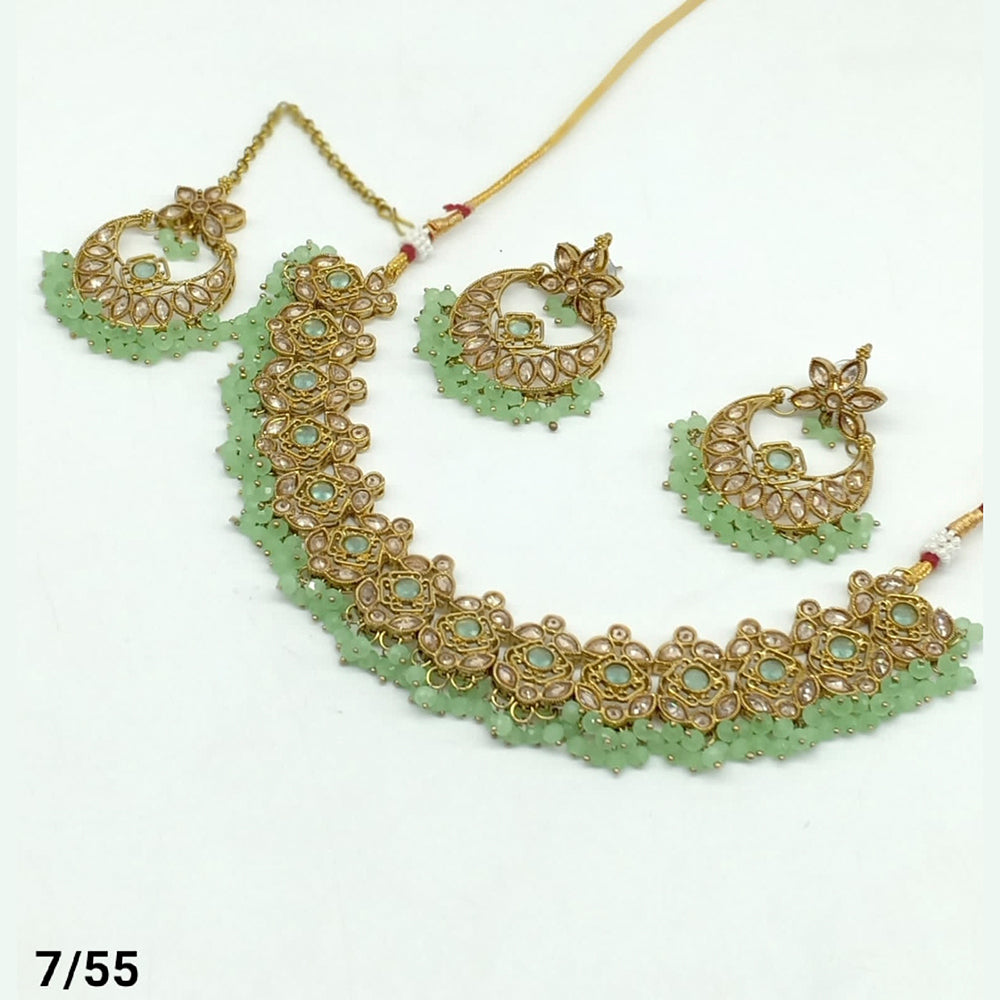 FS Collection Gold Plated Kundan Stone Choker Necklace Set