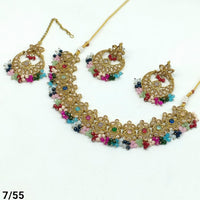 FS Collection Gold Plated Kundan Stone Choker Necklace Set