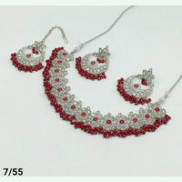 FS Collection Silver Plated Kundan Stone Choker Necklace Set