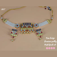 FS Collection Gold Plated Meenakari & Kundan Stone Choker Necklace Set