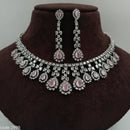 FS Collection Silver Plated AD Stone Necklace Set