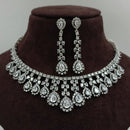 FS Collection Silver Plated AD Stone Necklace Set