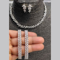 FS Collection Silver Plated AD Stone Jewellery Combo