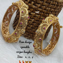 FS Collection Copper Gold Plated Pota Stone Openable Bangles
