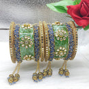 FS Collection Gold Plated Kundan Stone Acrylic Bangles