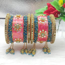 FS Collection Gold Plated Kundan Stone Acrylic Bangles