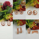 FS Collection Rose Gold Plated AD Stone Earrings Combo