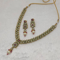 FS Collection Gold Plated Ad Stone Necklace Set