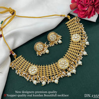 FS Collection Gold Plated Pota Stone Necklace Set