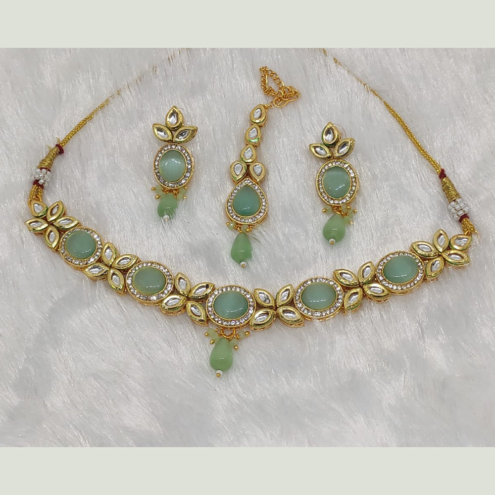 FS Collection Gold Plated Kundan Stone Choker Necklace Set