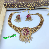 FS Collection Gold Plated Pota Stone Necklace Set