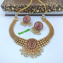 FS Collection Gold Plated Pota Stone Necklace Set