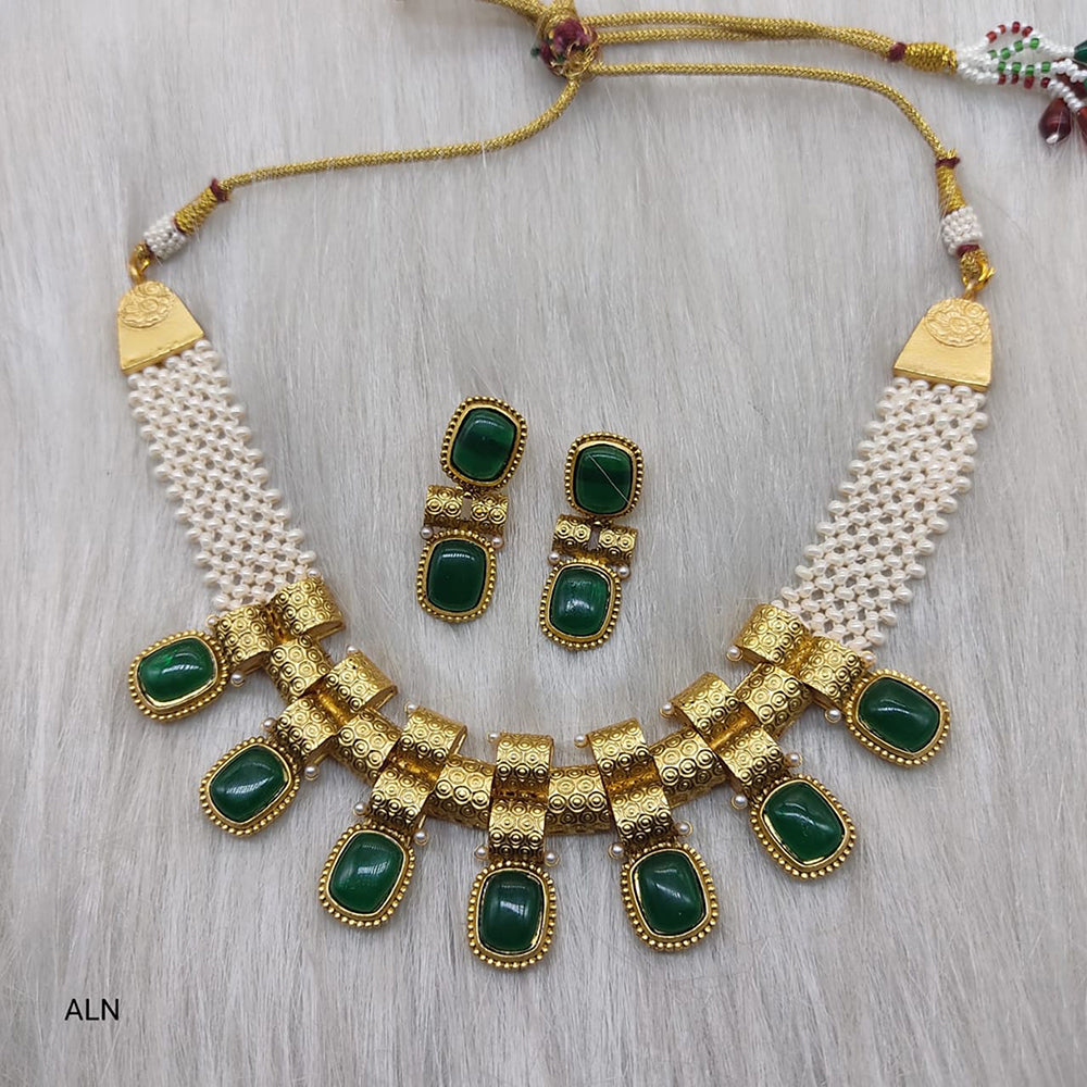 FS Collection Gold Plated Crystal Stone Necklace Set
