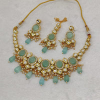 FS Collection Gold Plated Kundan Stone Necklace Set