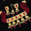 FS Collection Gold Plated Kundan & Beads Choker Necklace Set