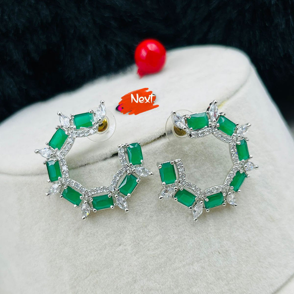 FS Collection Silver Plated AD Stone Earrings