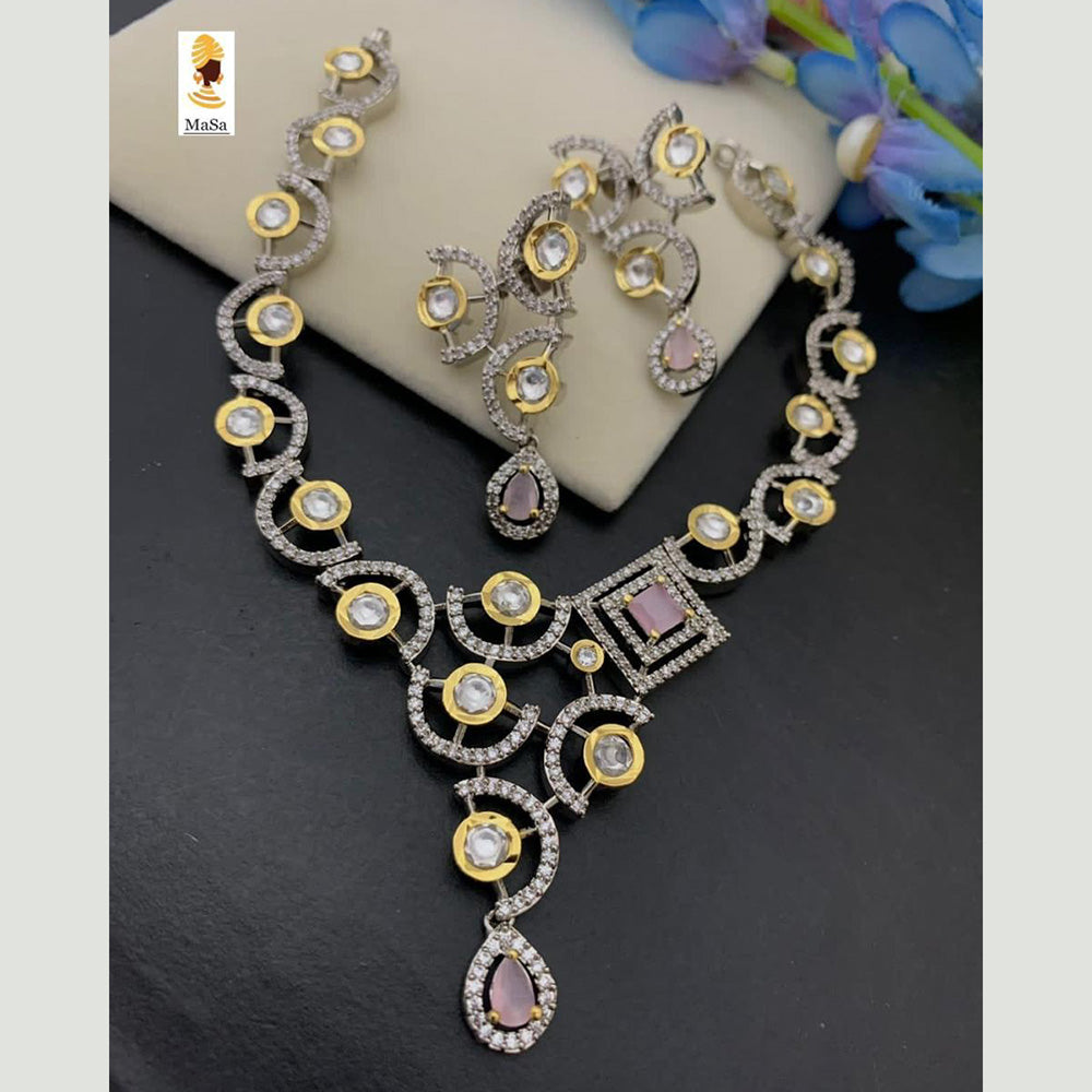 FS Collection 2 Tone Plated AD Stone Necklace Set