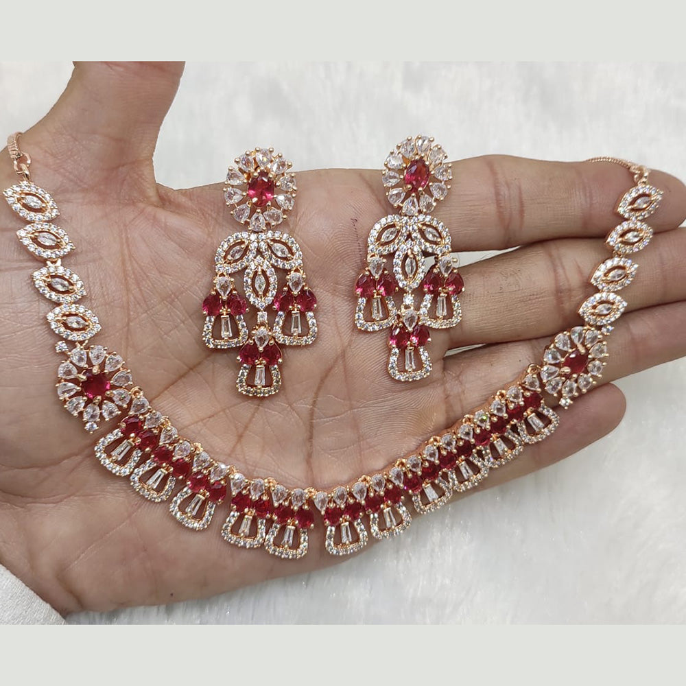FS Collection Gold Plated AD Stone Necklace Set