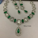 FS Collection Silver Plated AD Stone Necklace Set