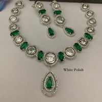 FS Collection Silver Plated AD Stone Necklace Set