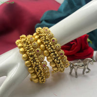 FS Collection Gold Plated Pota Stone Bangles