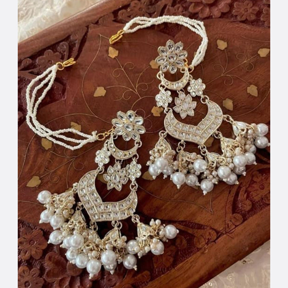 FS Collection Gold Plated Kundan Stone Kanchain Earrings
