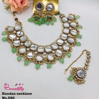 FS Collection Gold Plated Kundan Stone Necklace Set