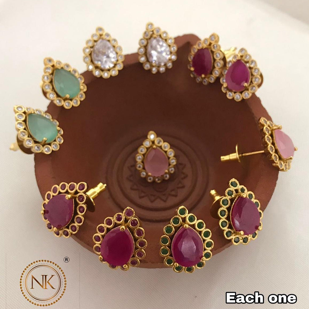 FS Collection Kundan Stone Stud Earrings