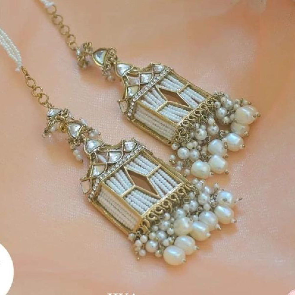 FS Collection Kundan & Beads Dangler Earrings