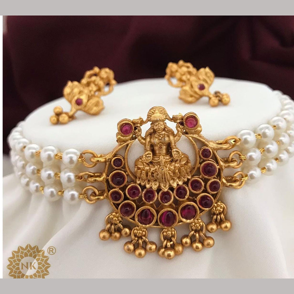FS Collection Pearls Temple Necklace Set