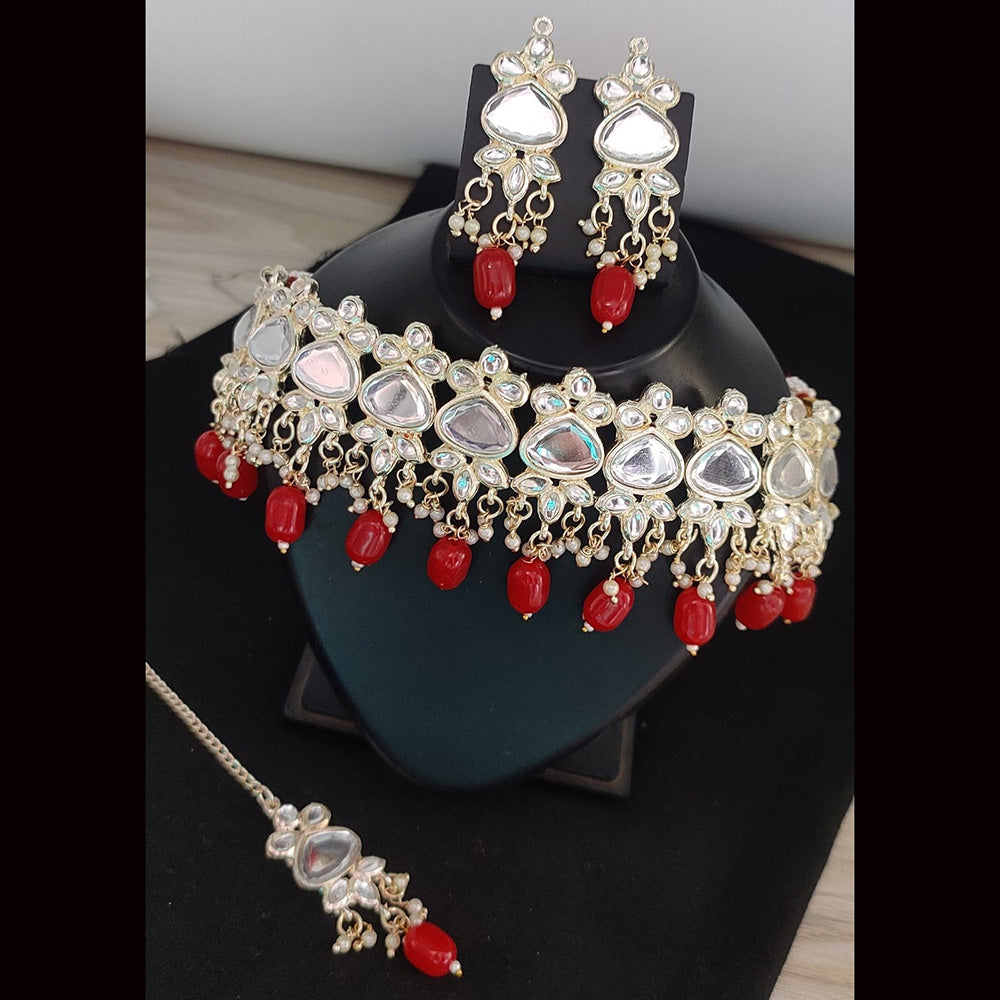 FS Collection Kundan & Beads Choker Necklace Set