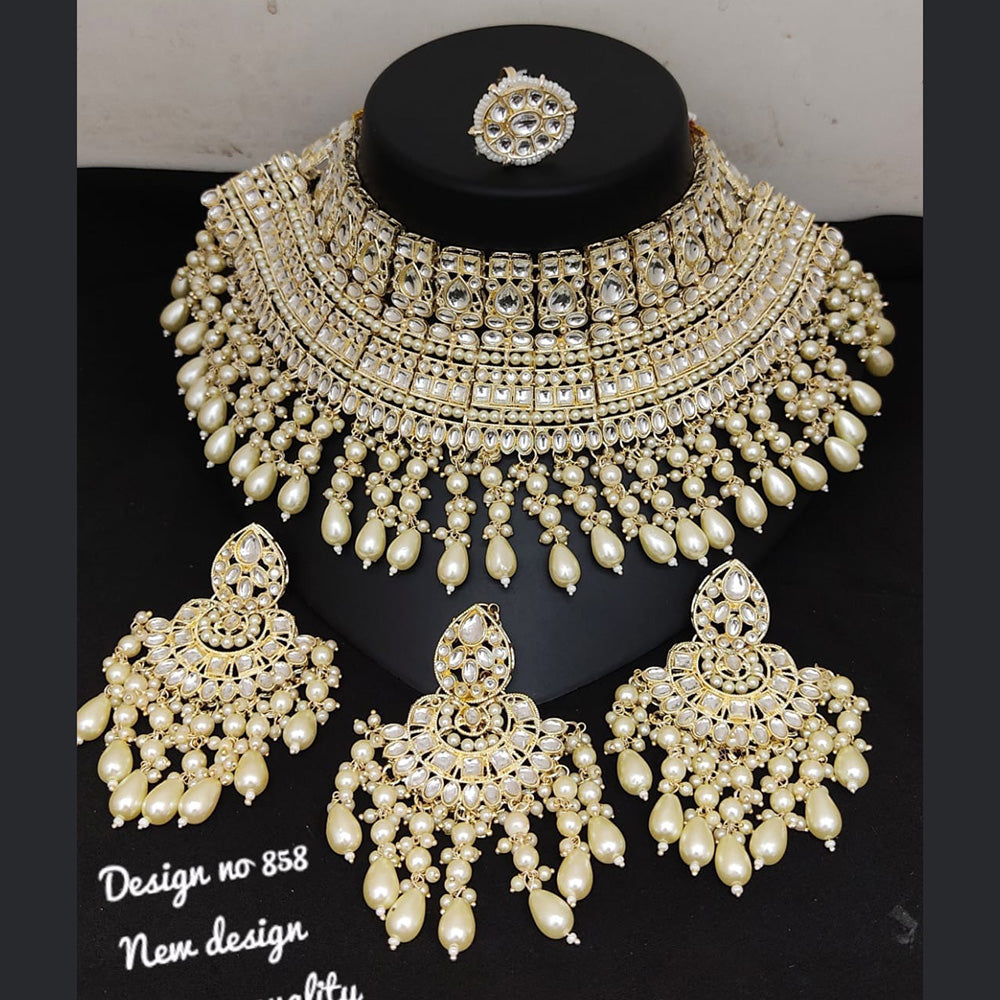 FS Collection Kundan & Beads Necklace Set