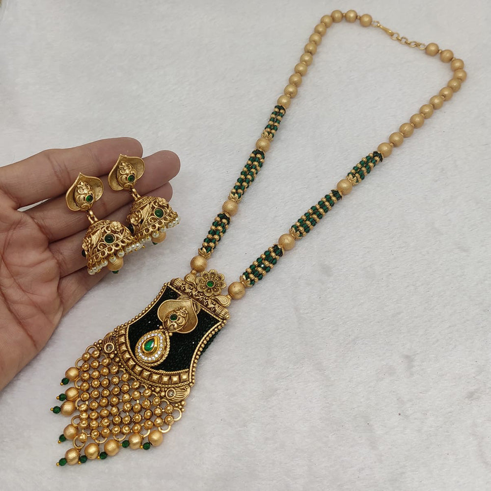 FS Collection Gold Plated Crystal Beads Long Necklace Set