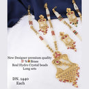 FS Collection Gold Plated Crystal Beads Long Necklace Set