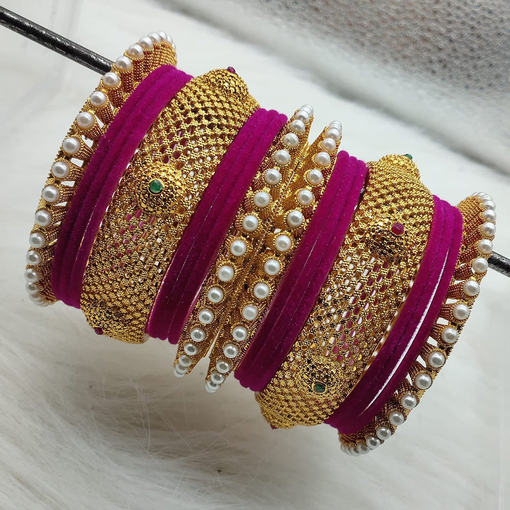 FS Collection Gold Plated Bangles Set