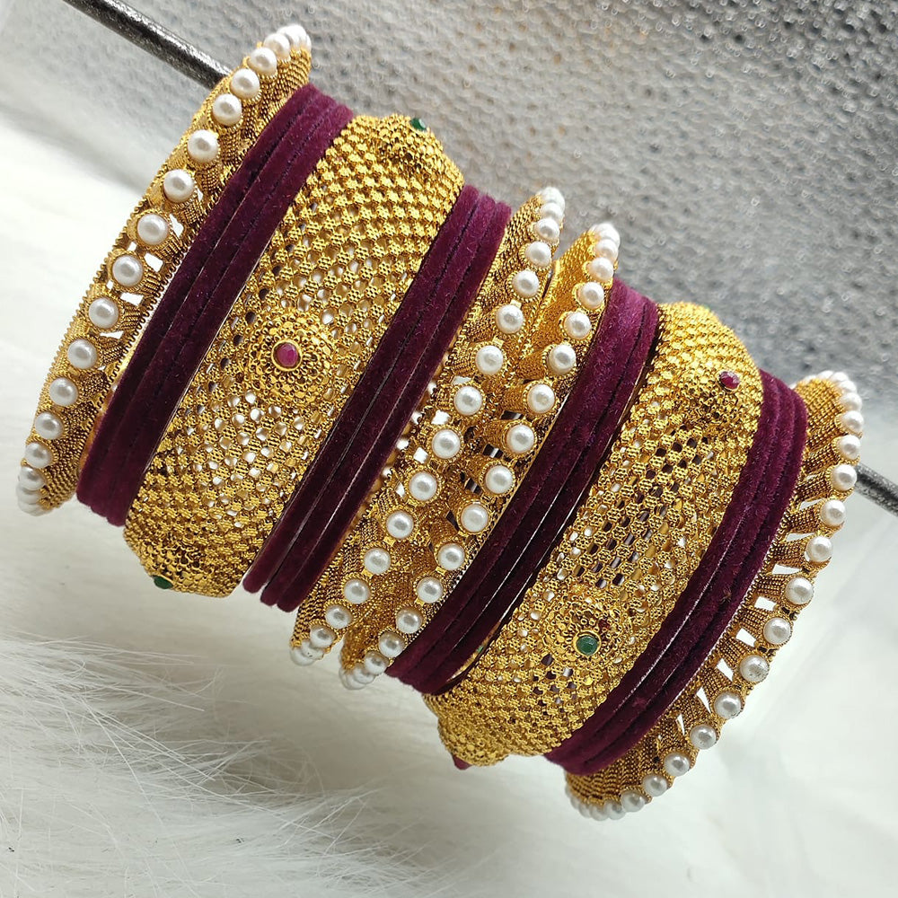 FS Collection Gold Plated Bangles Set