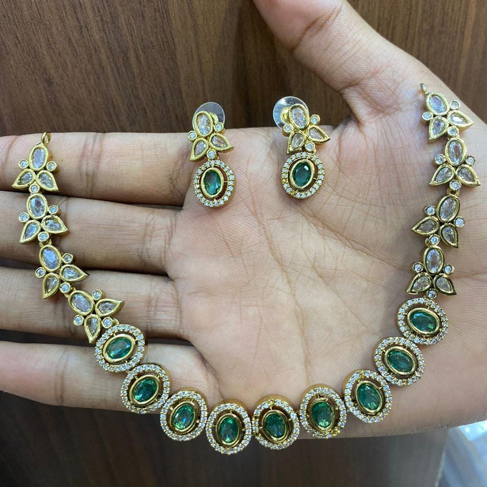 FS Collection AD & Kundan Necklace Set