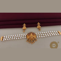 FS Collection Pearls Temple Choker Necklace Set