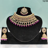 FS Collection Kundan & Beads Choker Necklace Set