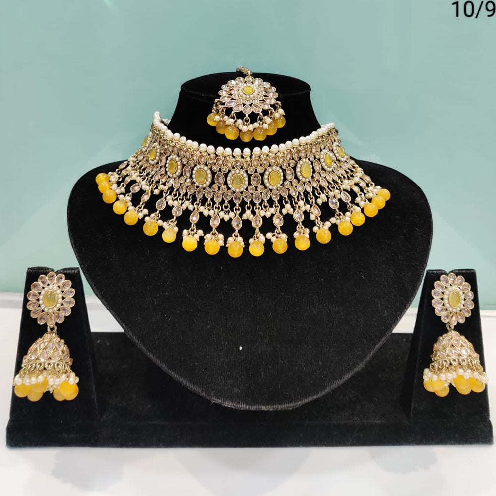 FS Collection Kundan & Beads Choker Necklace Set