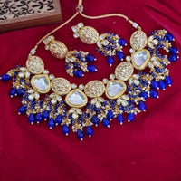 FS Collection Matte Finish Kundan & Beads Necklace Set