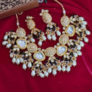 FS Collection Matte Finish Kundan & Beads Necklace Set