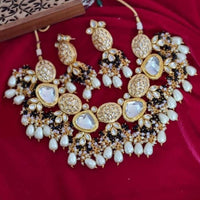 FS Collection Matte Finish Kundan & Beads Necklace Set