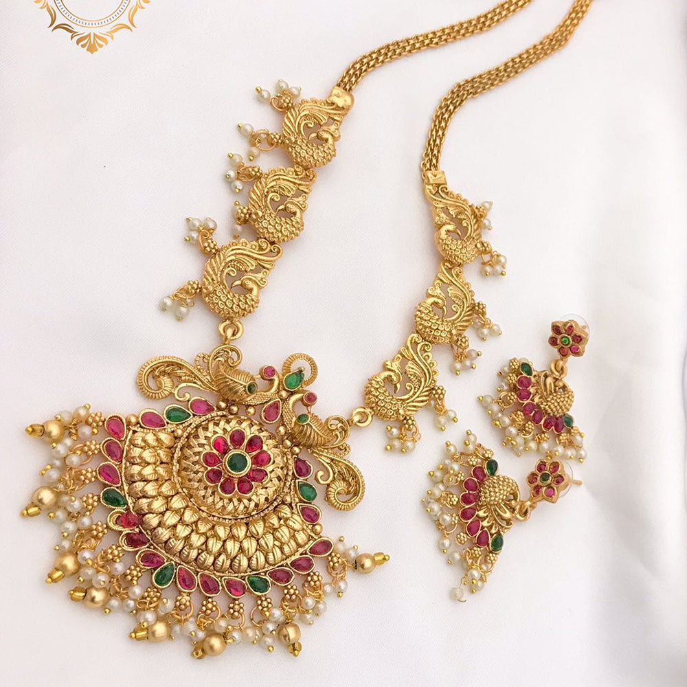 FS Collection Gold Plated Long Necklace Set