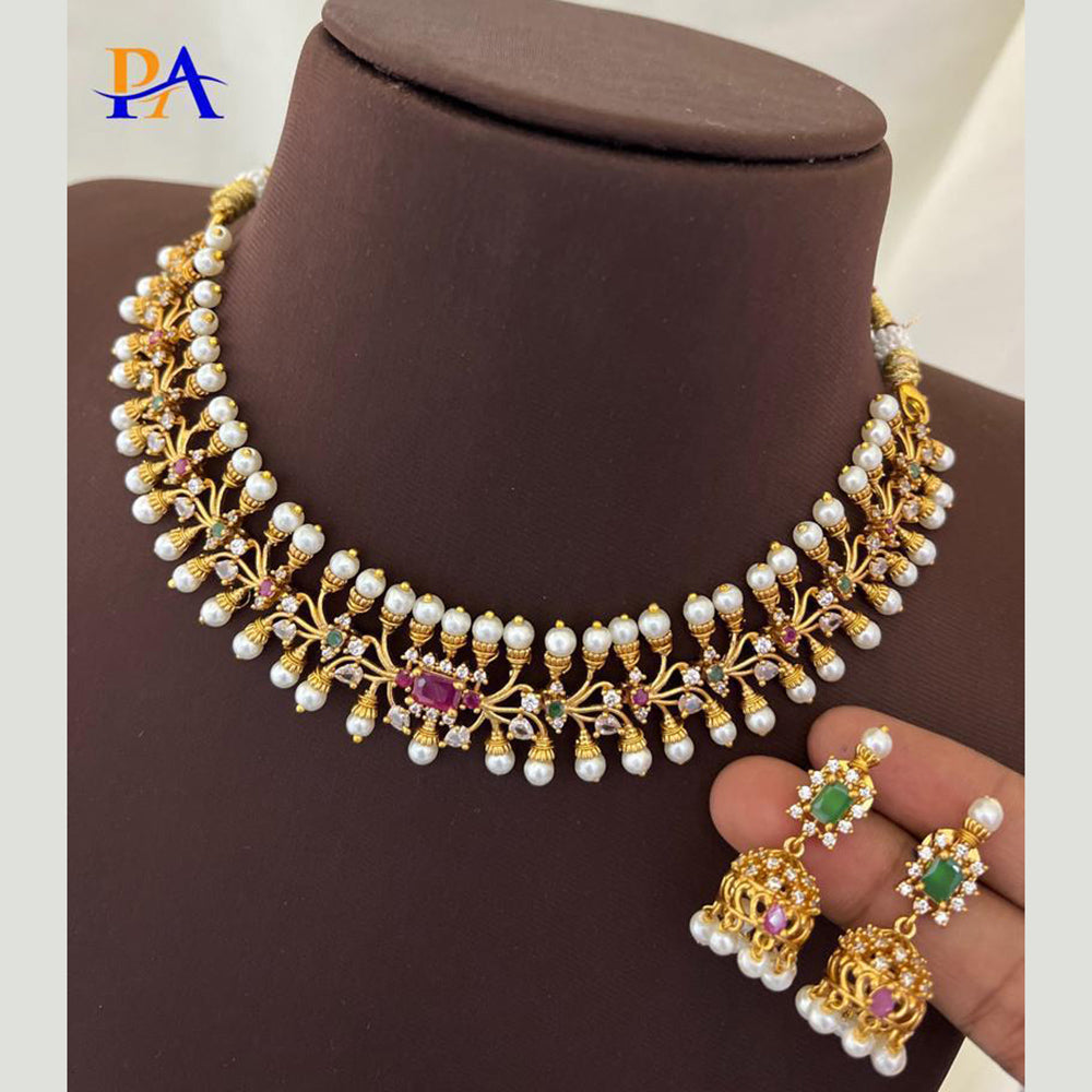 FS Collection Matte Finish AD Stone Necklace Set