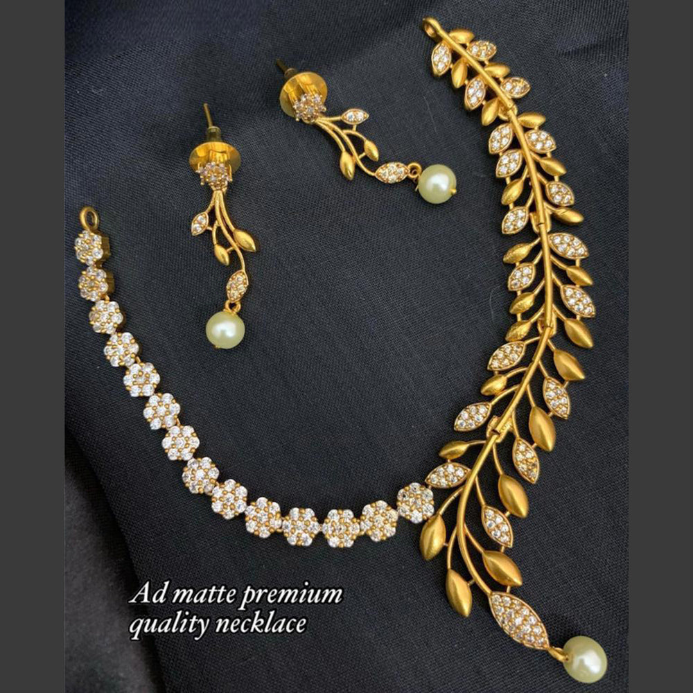 FS Collection Matte Finish AD Stone Necklace Set