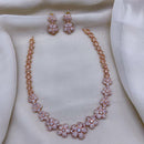 FS Collection Rose Gold Plated AD Stone Necklace Set