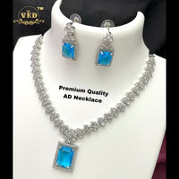 FS Collection Silver Plated AD Stone Necklace Set