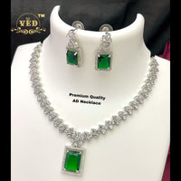 FS Collection Silver Plated AD Stone Necklace Set